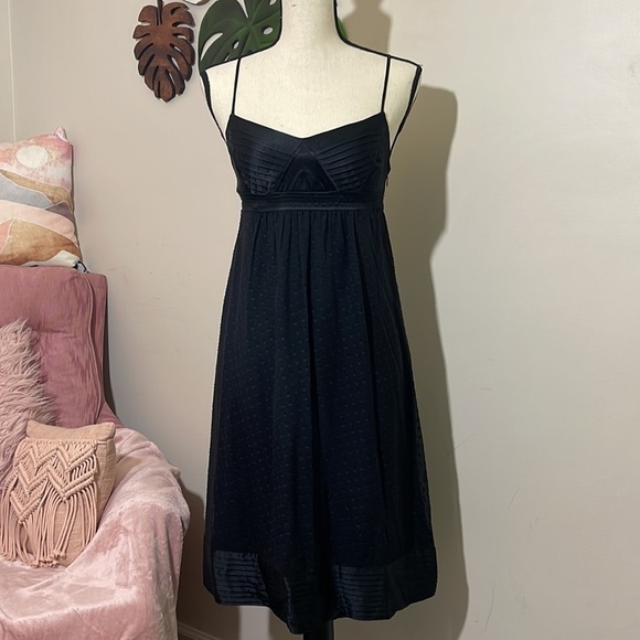 BCBGMaxAzria Sexy Little Black Silk Midi Dress Sz. 4 - Picture 1 of 13